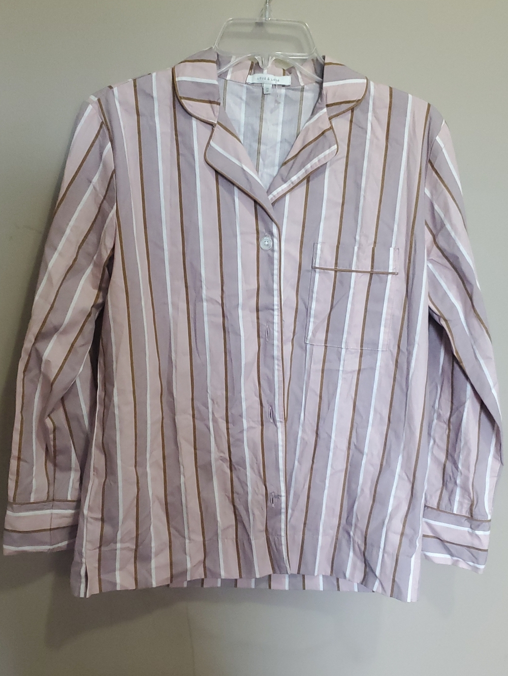Love & Lore Striped Button-Up Shirt - Pink Stripe Size Xs
